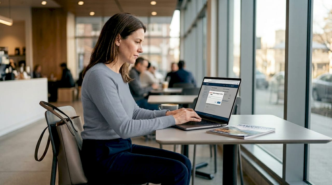 Traveller entering payment details for an international airline booking