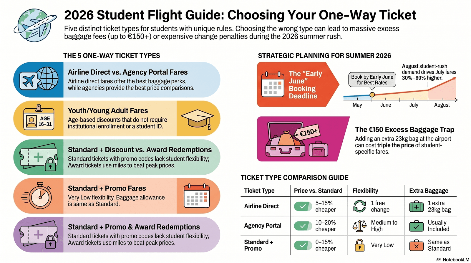 Types of One-Way Student Flight Tickets — MyFlightOffers guide 2026
