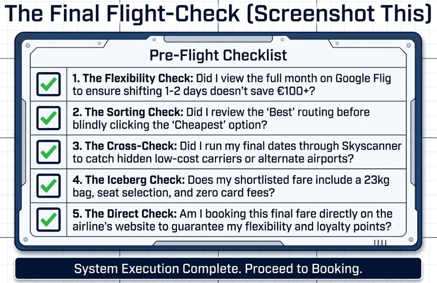 Flight booking checklist