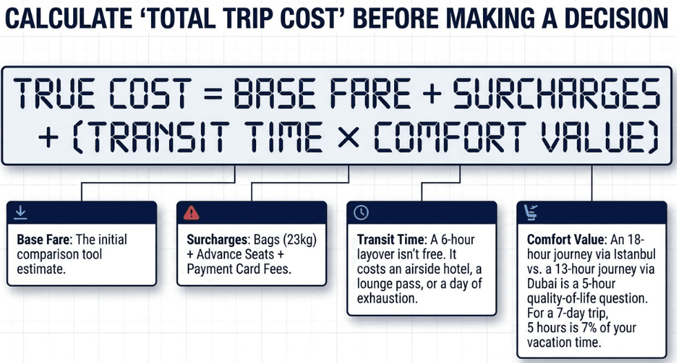 Always calculate total trip cost before making a decision