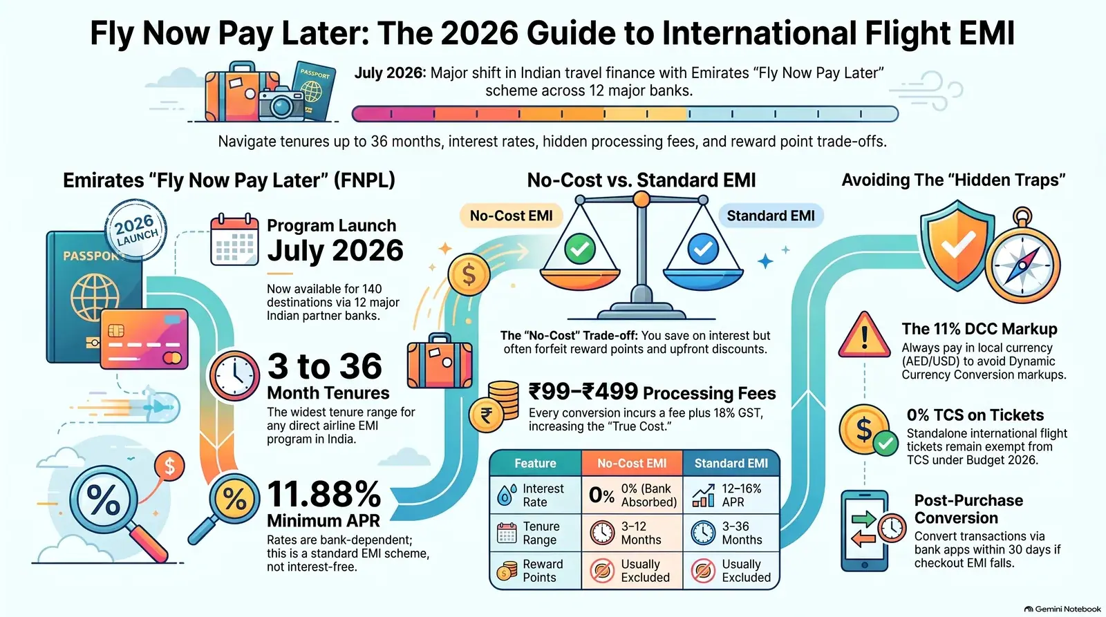 EMI on International Flight Bookings 2026 &mdash; Emirates Fly Now Pay Later and bank EMI options for Indian travellers