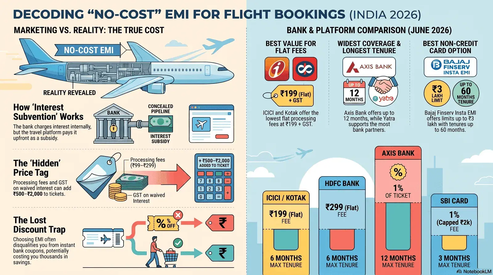 EMI on Flight Bookings India 2026 — No Cost EMI, BNPL and Which Banks Offer It