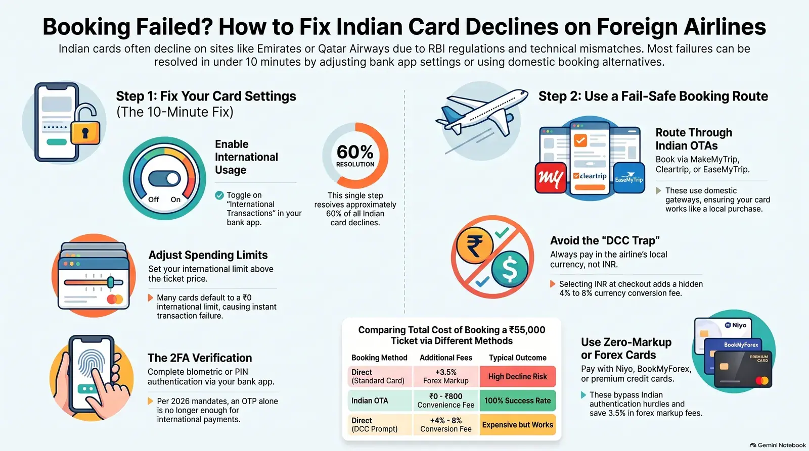 Indian credit card declined on a foreign airline website payment screen — step-by-step fix guide 2026