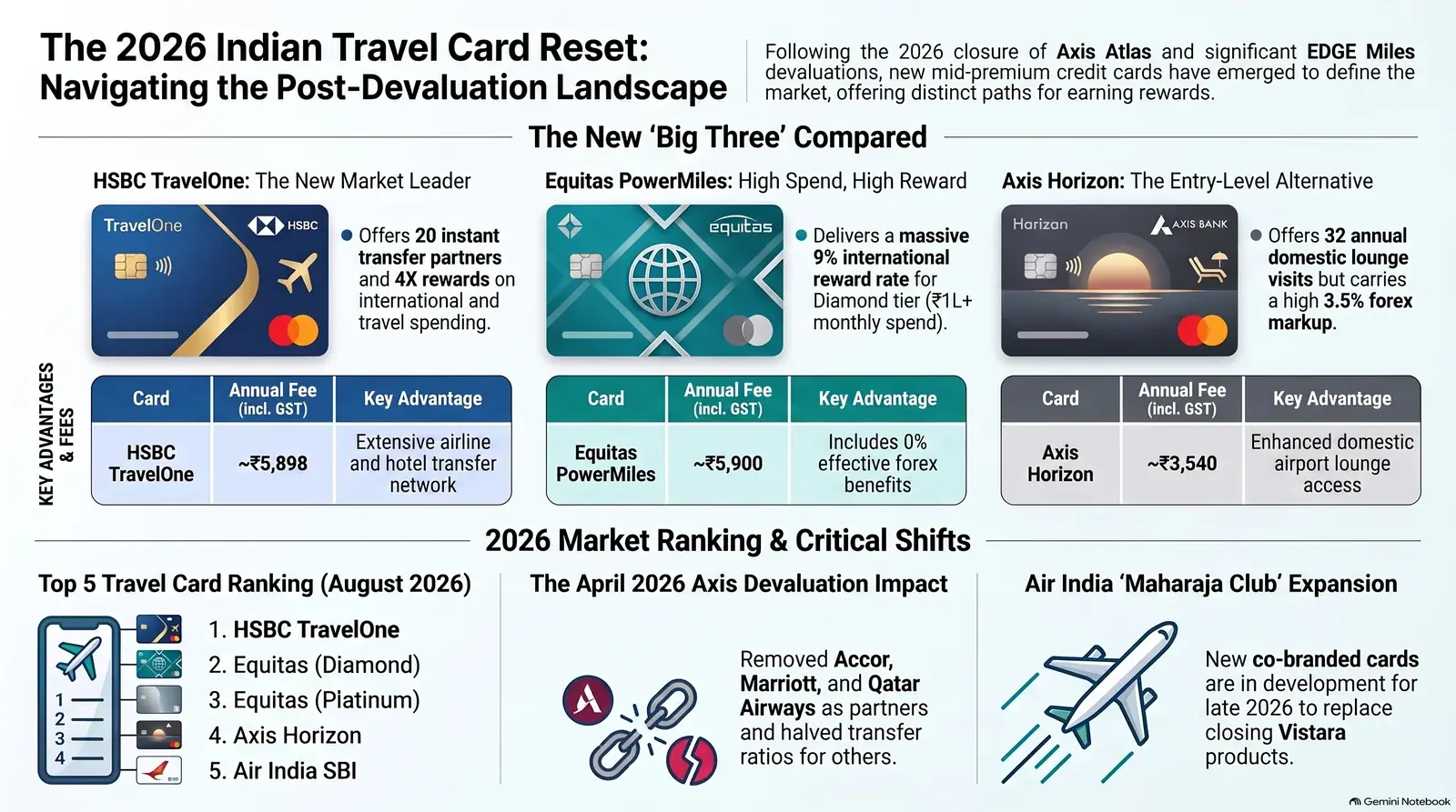 New Indian travel credit cards 2026: Equitas PowerMiles, Axis Horizon, and HSBC TravelOne comparison guide