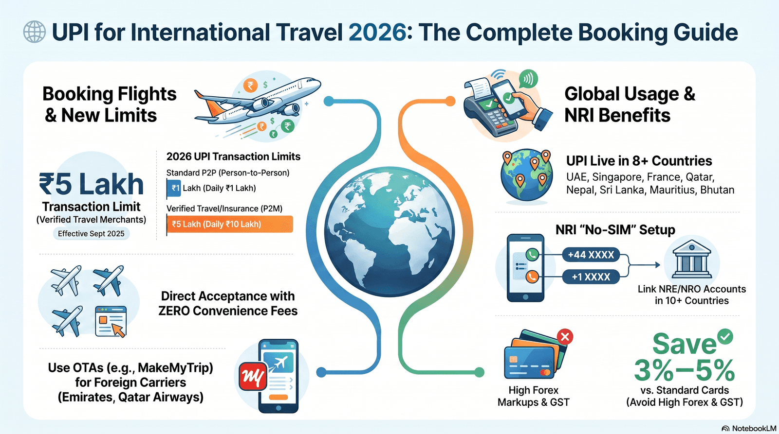 UPI for International Flight Bookings 2026 — limits, NRI setup and where UPI works abroad