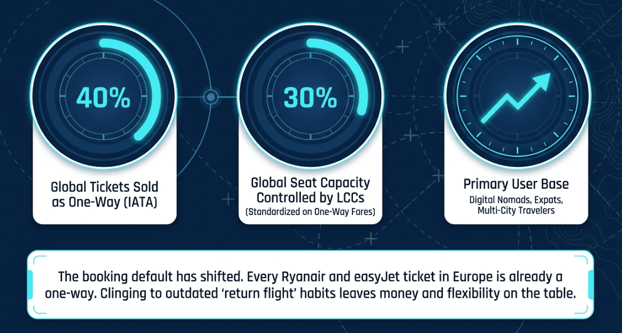 Default flight booking is shifting from return to one-way