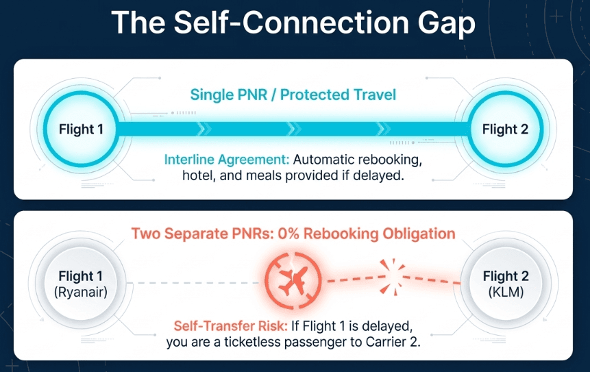 Flight self connection gaps and risks