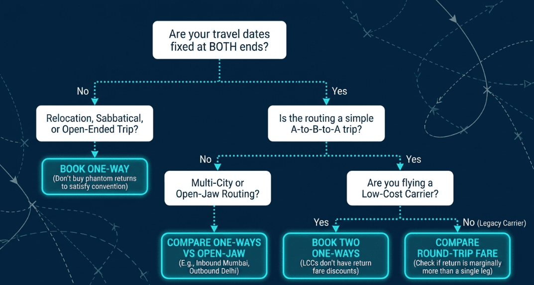 One-way or return: the decision depends on your travel context and the specific route economics