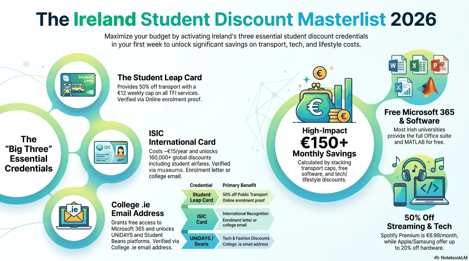 International student in Dublin checking their Student Leap Card and phone showing discount apps