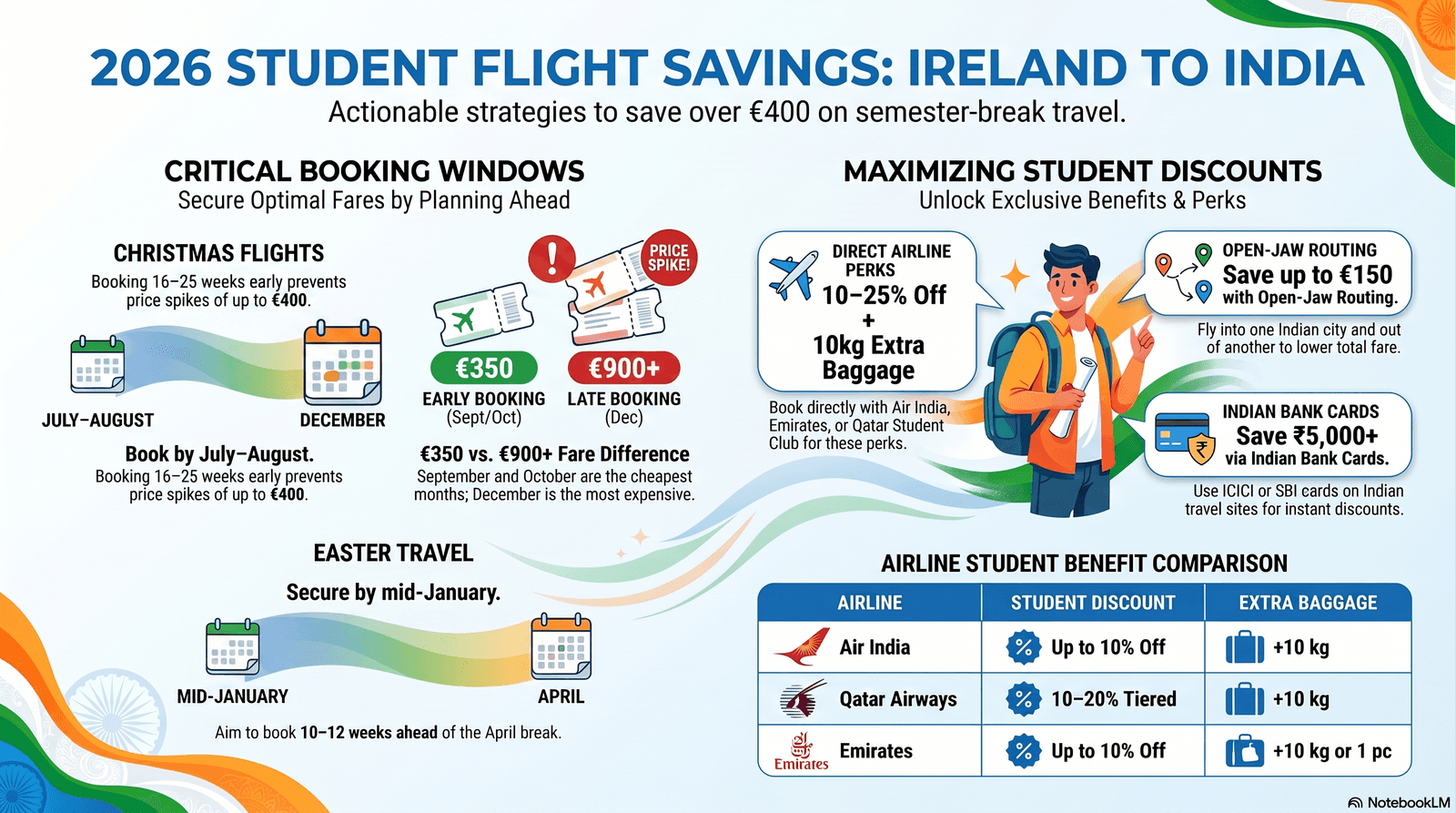 Ireland to India Semester-Break Flights 2026: Cheapest Booking Strategies for Students