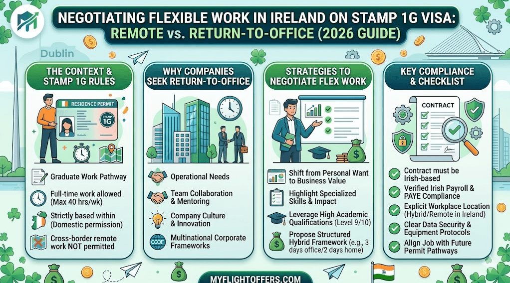 International graduate on a Stamp 1G visa negotiating hybrid and remote working with an Irish employer in 2026