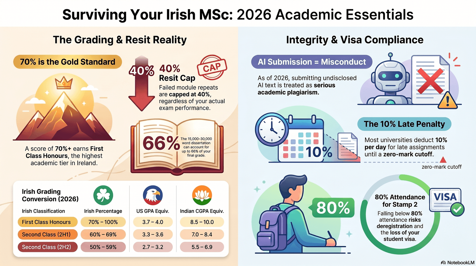Understand Irish grading system, turnitin and resits