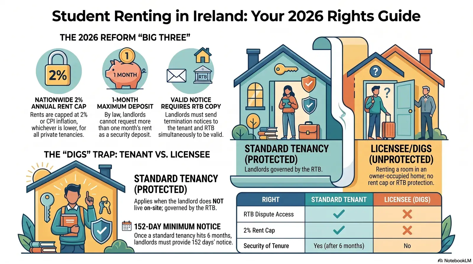 International student reviewing tenant rights and RTB rules in Ireland 2026