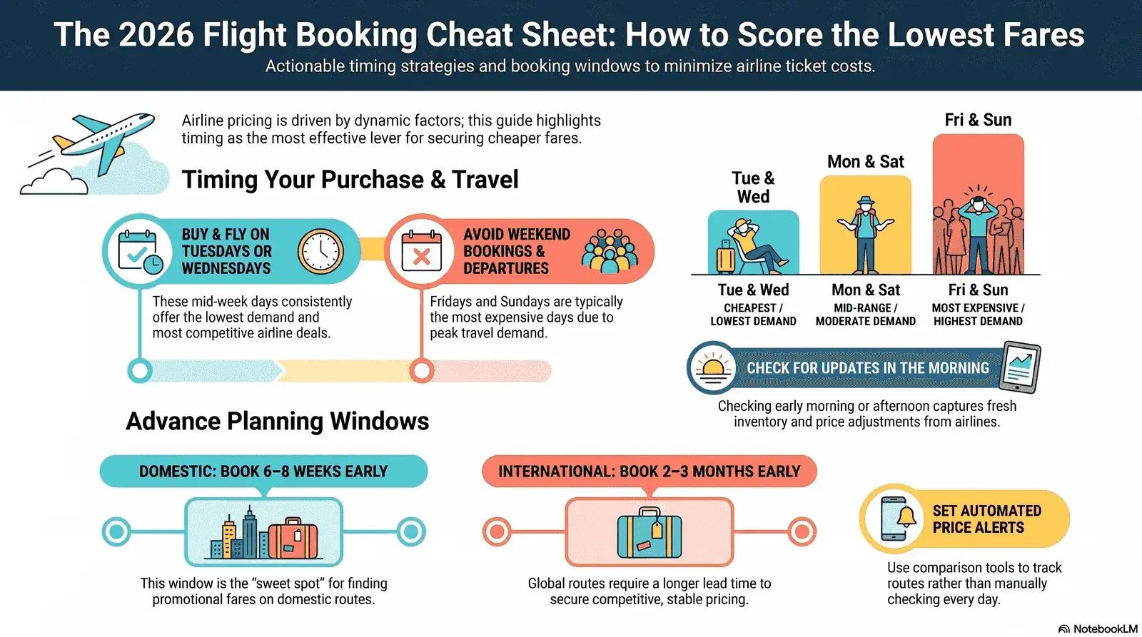 Best day to buy airline tickets seasonal calendar showing price trends by month