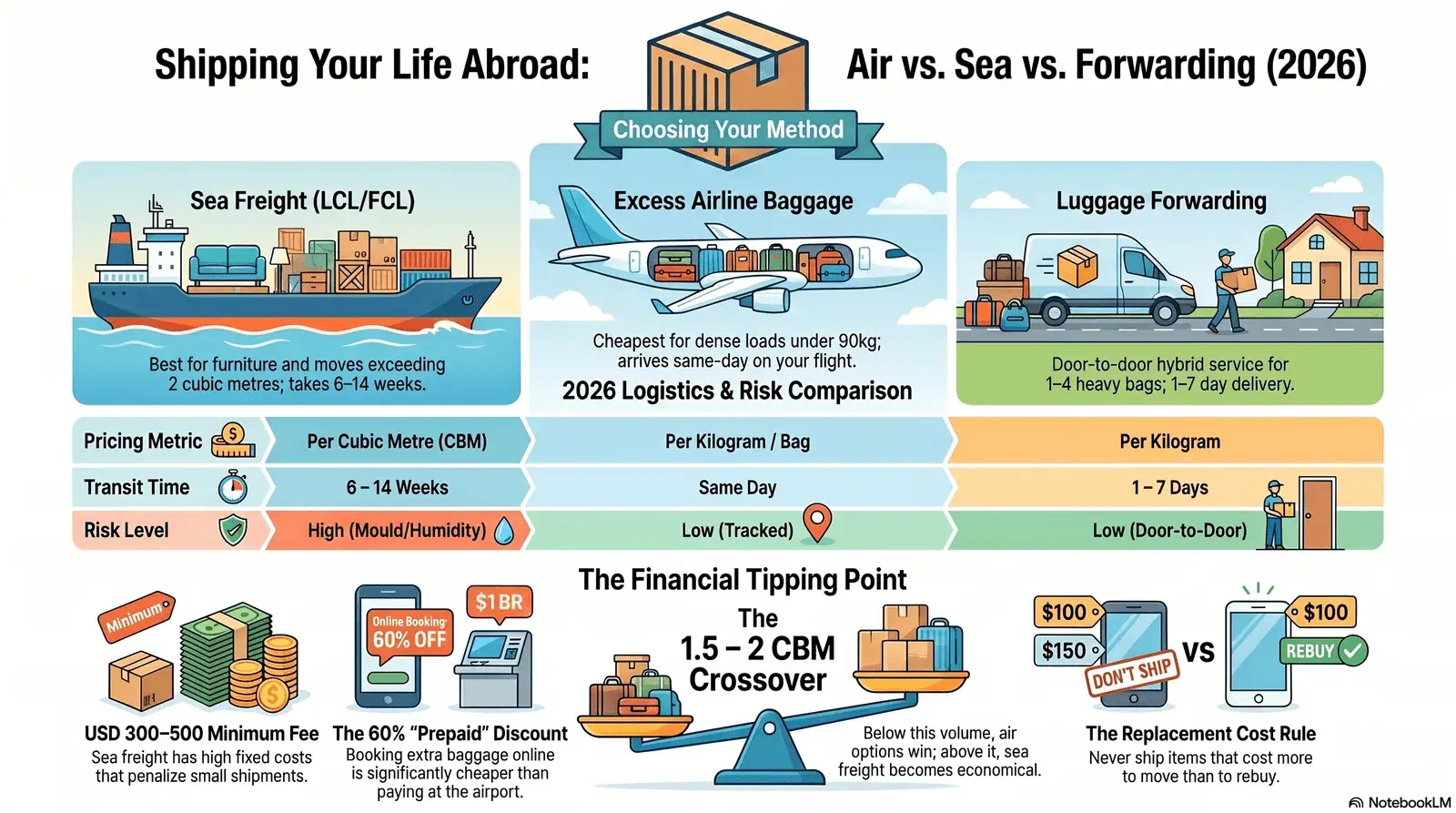 How to Ship Your Life Abroad: Freight vs. Extra Baggage Logistics Compared (2026)